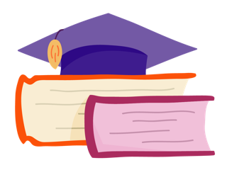 A student hat on top of two books