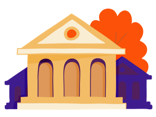 A grand edwardian building with orange tree